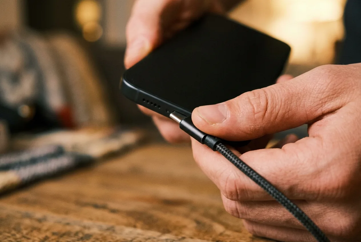 Ladekabel wird am iPhone-Anschluss gedreht wegen Wackelkontakt