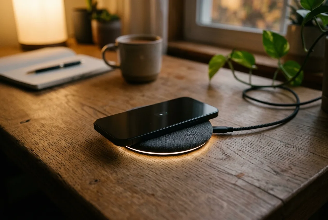 iPhone auf einem kabellosen Qi-Ladepad