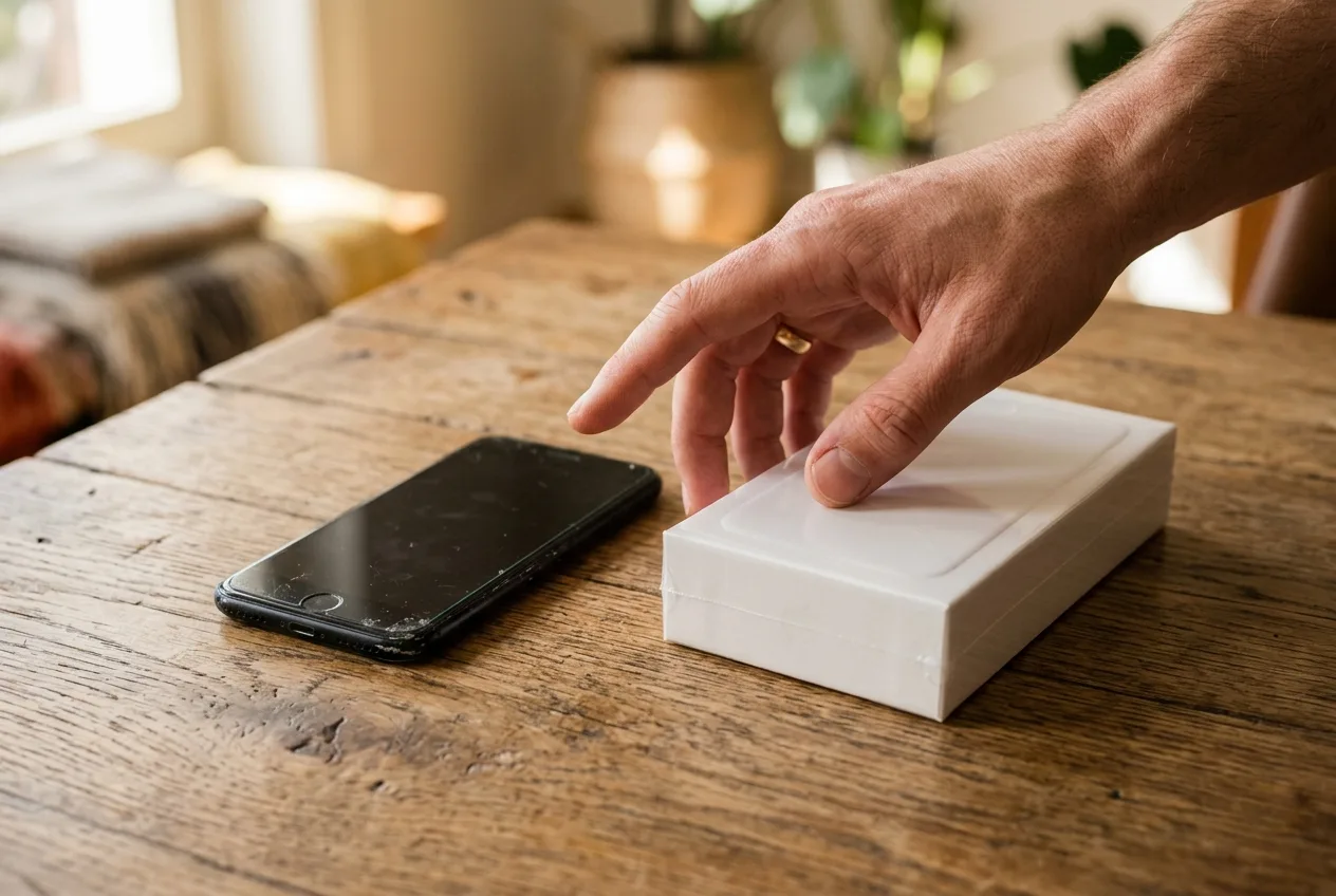 Altes Handy neben neuem Handy – Entscheidung Reparatur oder Neukauf