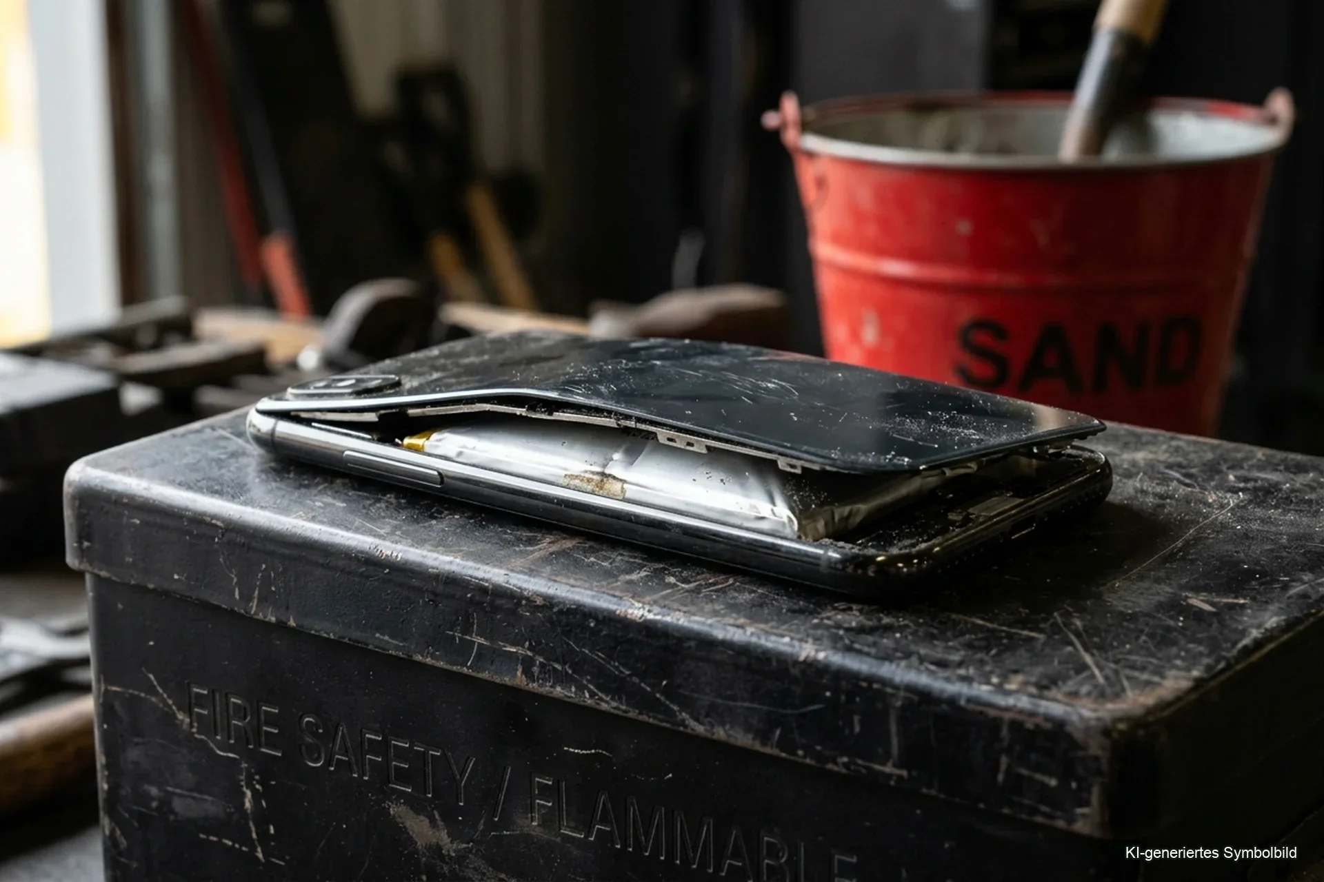Handy Akku aufgebläht was tun — iPhone mit deutlich abstehendem Display und sichtbarer Wölbung