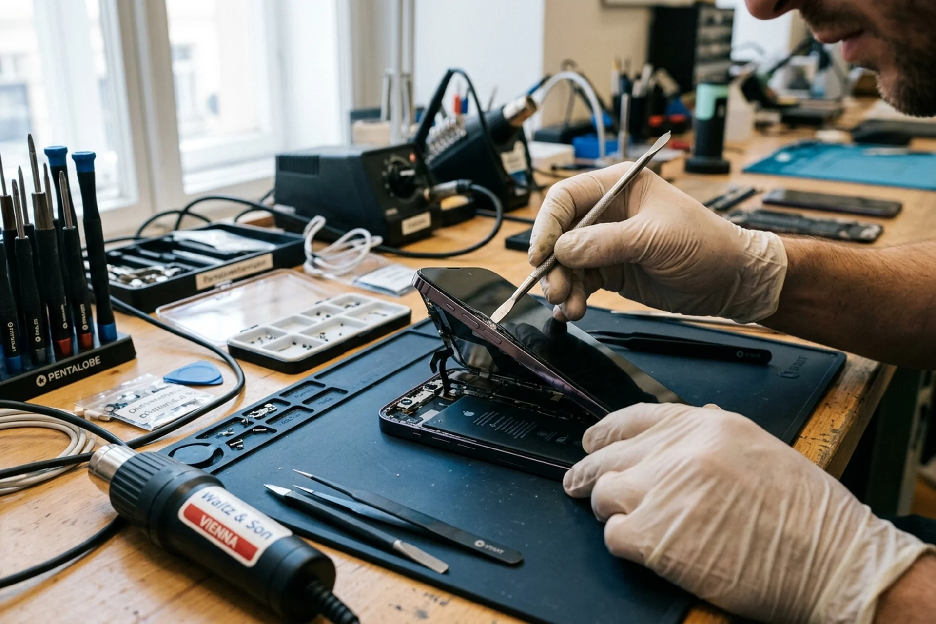 iPhone 14 Pro Max Display Reparatur Kosten Wien — Reparo Festpreis iPhone 14 Pro Max Display Reparatur Kosten — Werkstatt-Tausch des 6,7-Zoll-OLED in Reparo Wien