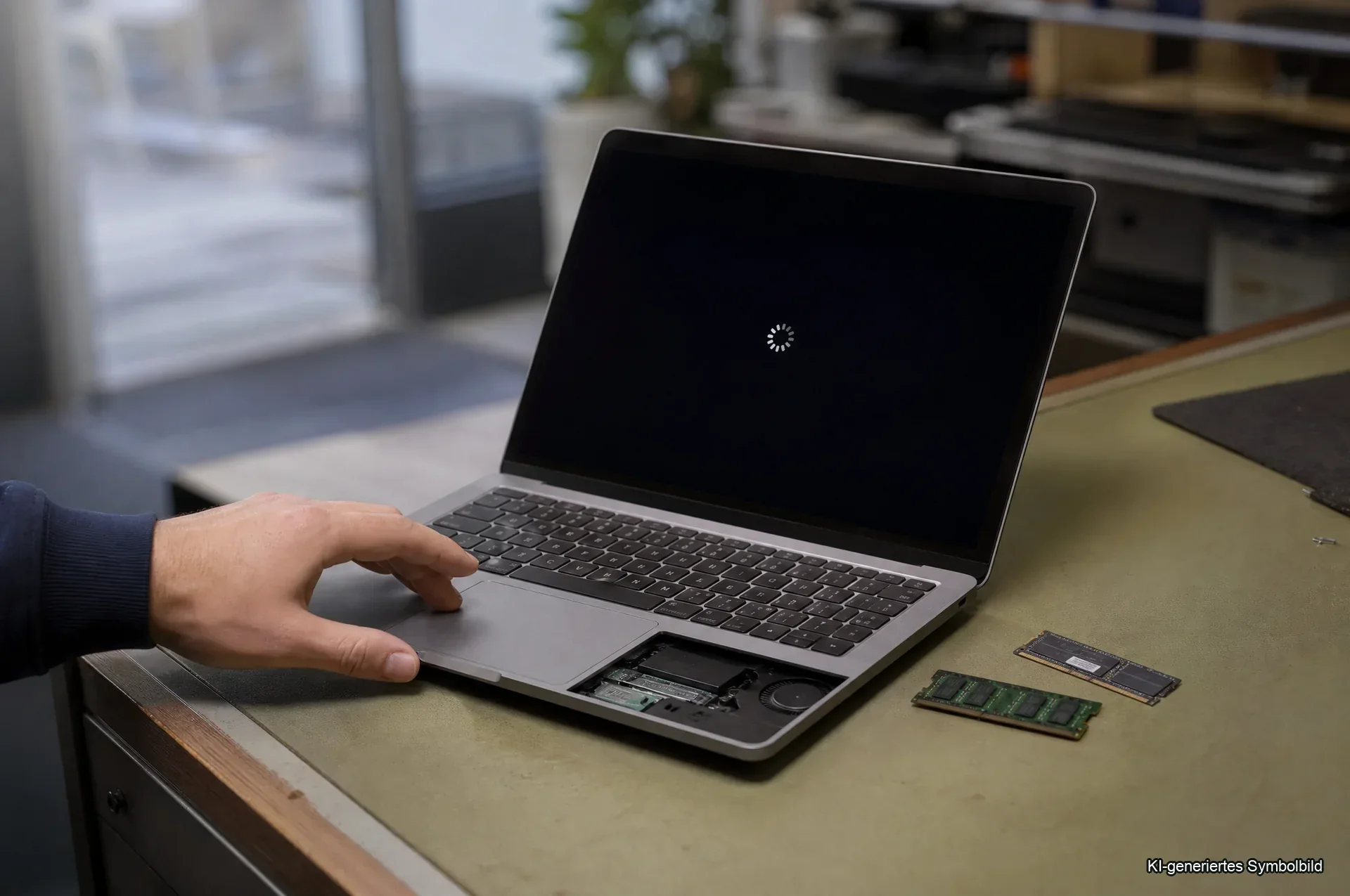 Laptop langsam geworden was tun — SSD-Upgrade bei Reparo Wien Laptop langsam geworden — Techniker rüstet alten Laptop mit SSD und RAM auf statt Neukauf